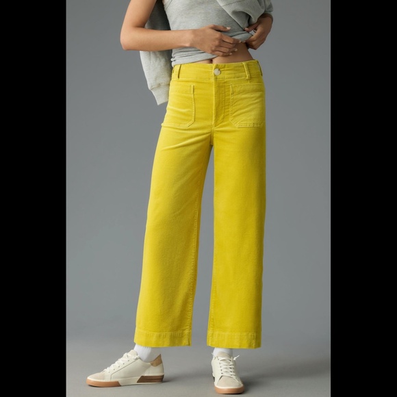 Anthropologie The Colette Cropped Wide-Leg Corduroy Pants by Maeve